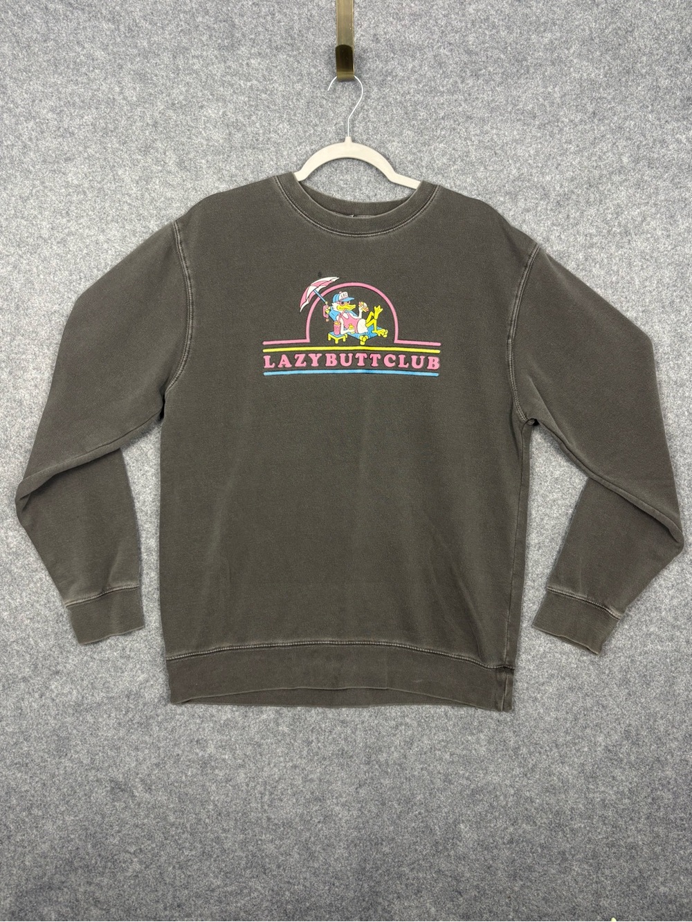 Lazy Butt Club Duck Graphic Crewneck Sweatshirt Charcoal